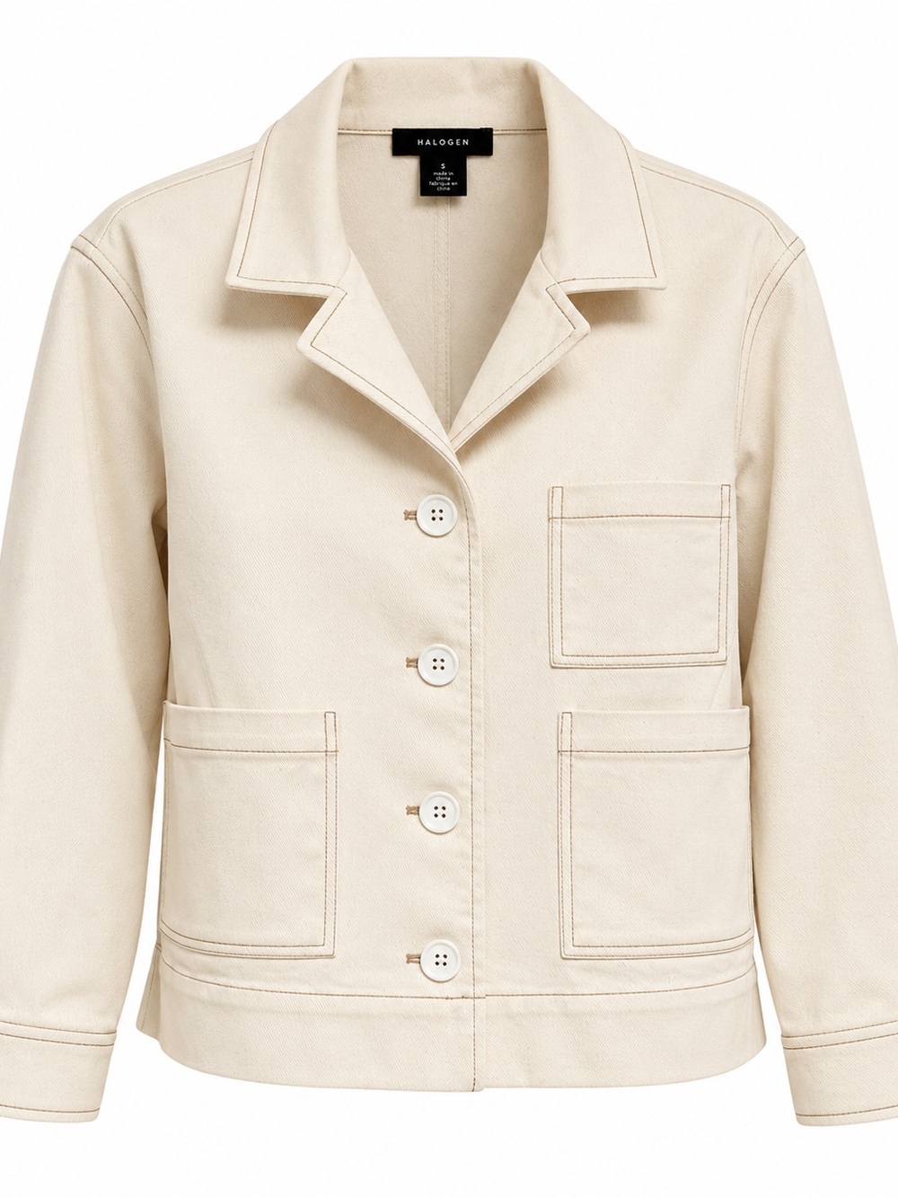 Halogen Cream Button-Front Oversized Jacket - Picture 2 of 9